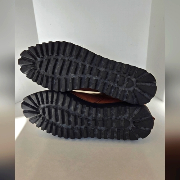 ANTHROPOLOGIE ×ALL Black Brown Tan  Leather Boots with Chunky Sole Platform - Picture 7 of 12